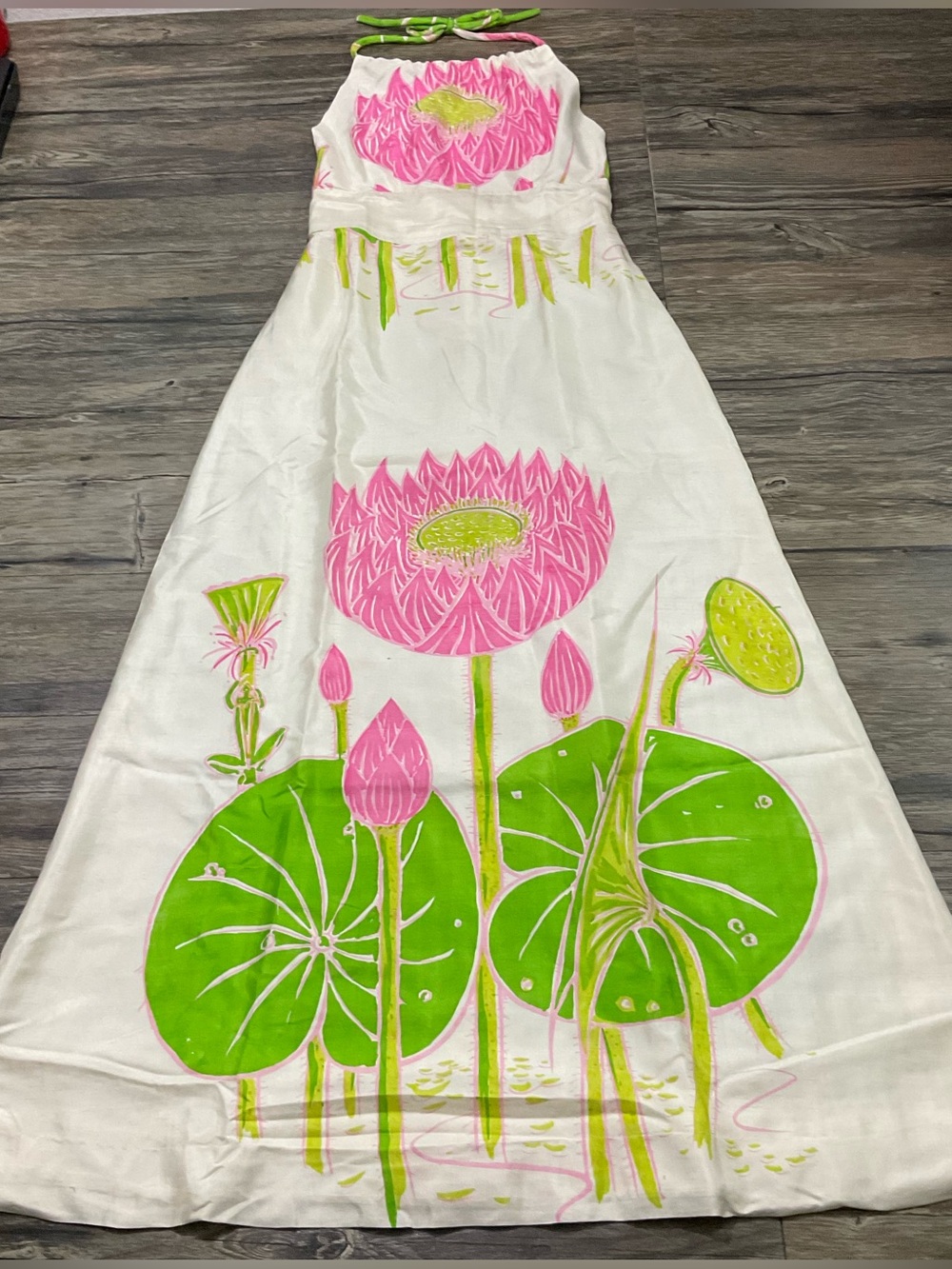 Vintage Khanitha Silk Halter Maxi Dress Sz 40 / 2-4